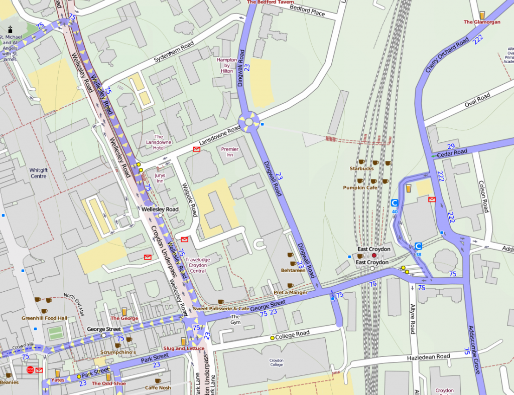 cycle routes in Croydon town centre